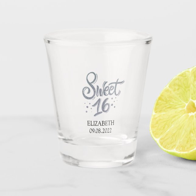Verre A Shot Sweet 16 Pailleté Argent (Devant)