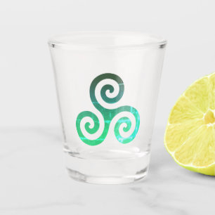 Verre A Shot Symbole celtique antique Emerald Triskele
