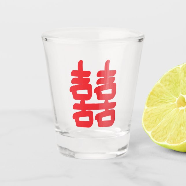 Verre A Shot Symbole chinois du bonheur double (Devant)