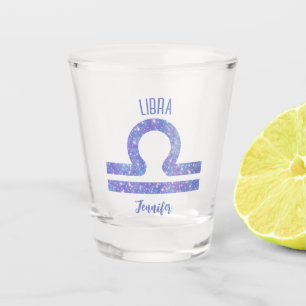 Verre A Shot Symbole d'astrologie de Libra Purple Personnalisé
