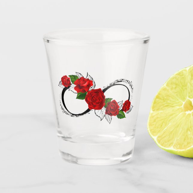 Verre A Shot Symbole d'infini avec les roses rouges (Devant)