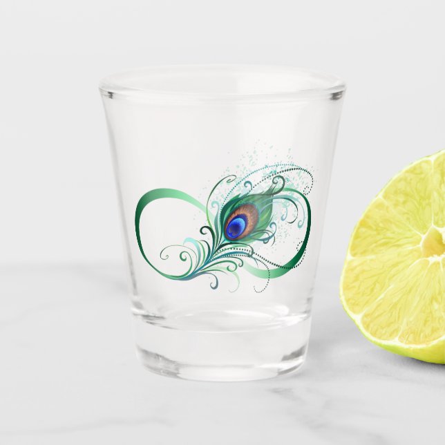 Verre A Shot Symbole d'infini avec plume de paon (Devant)