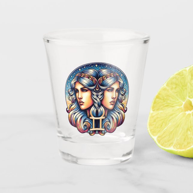 Verre A Shot SYMBOLE Horoscope Gemini | SIGNE D'Astrologie Jume (Devant)