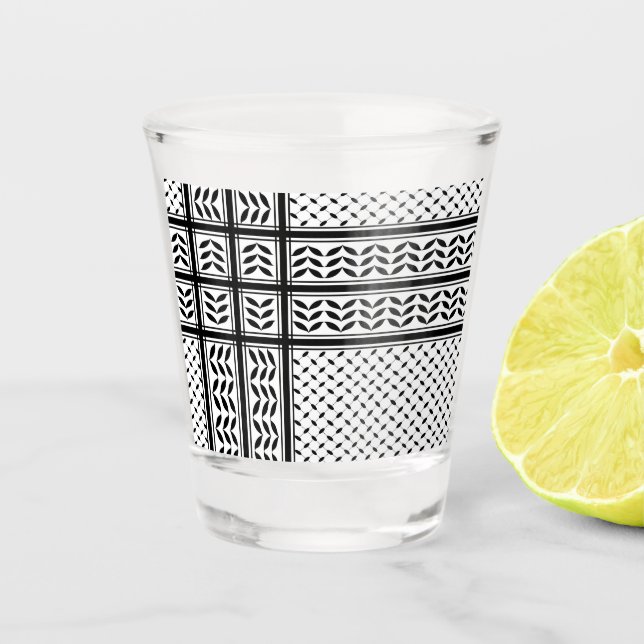 Verre A Shot Symbole Keffiyeh de la Palestine Motif de résistan (Devant)
