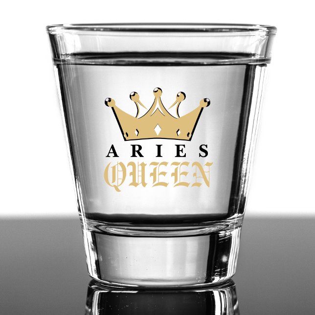 Verre A Shot SYMBOLE OR Bélier Queen Zodiac Astrologie Annivers (Gold Aries Queen Zodiac Sign Astrology Birthday Shot Glass)