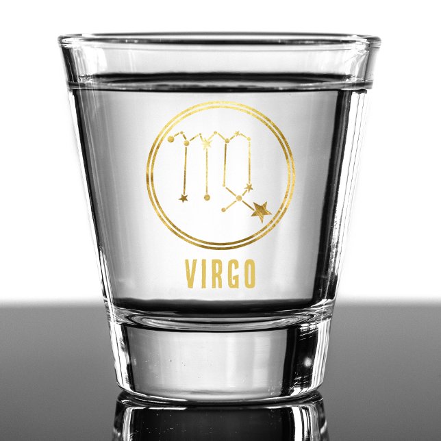 Verre A Shot Symbole Virgo Zodiac Astrologie Horoscope Or (gold virgo zodiac sign shot glass)