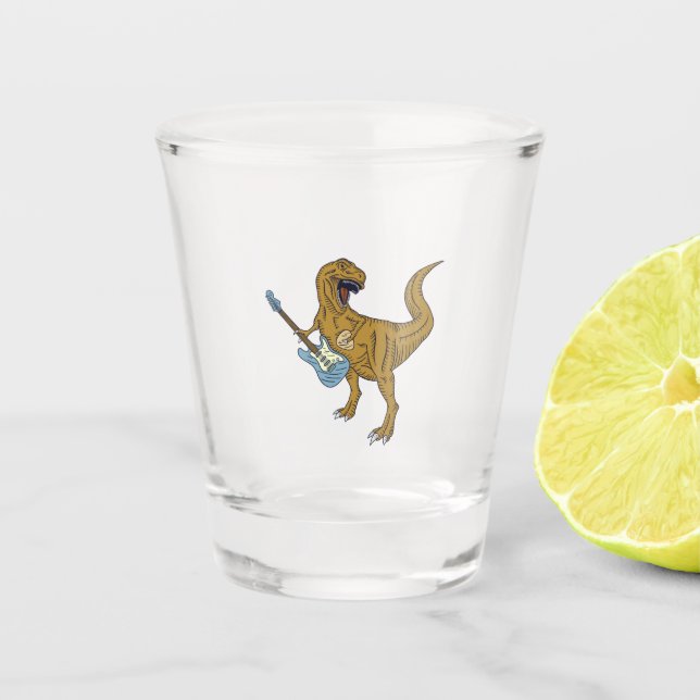 Verre A Shot T-Rex jouant de la guitare (Devant)