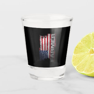 Verre A Shot T-Shirt Ferme Drapeau USA, Tee Ferme Américain