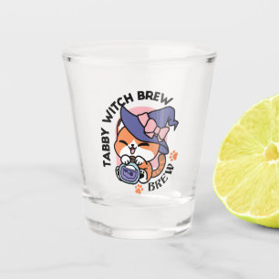 Verre A Shot Tabby Witch Brew – Joli Design de Chat d'Halloween