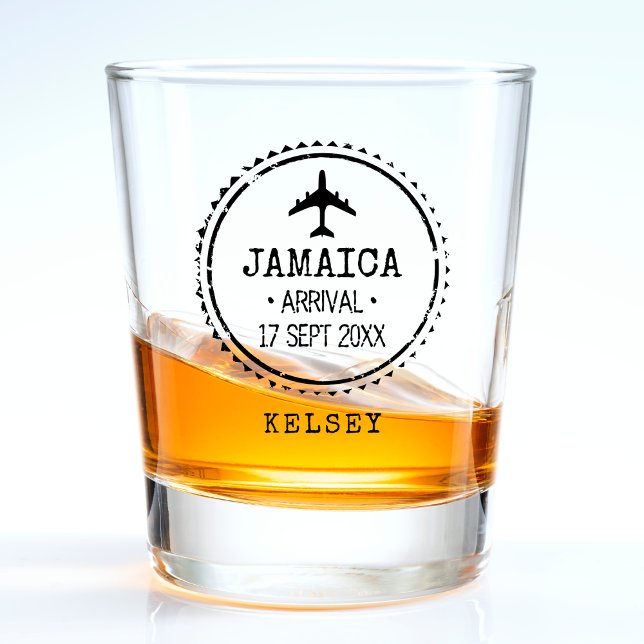 Verre A Shot Tampon de passeport Jamaïque Destination Mariage (Passport Stamp Jamaica Destination Wedding Shot Glass
)