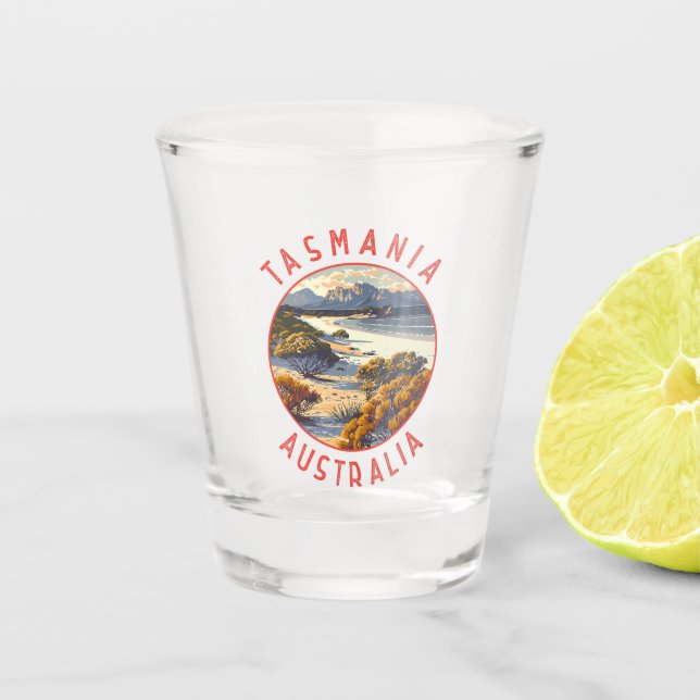 Verre A Shot Tasmanie Australie Cercle retro désorganisé (Devant)