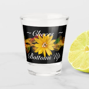 Verre A Shot Tchin-Tchin & Cul-sec Tournesol Jaune sur Fond Noi