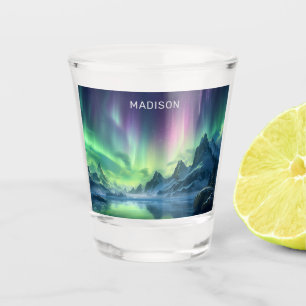 Verre A Shot Texte personnalisé Aurora Borealis