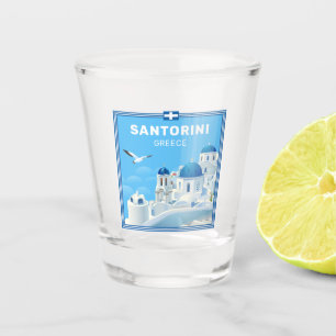 Verre A Shot Texte personnalisé Santorin Grèce