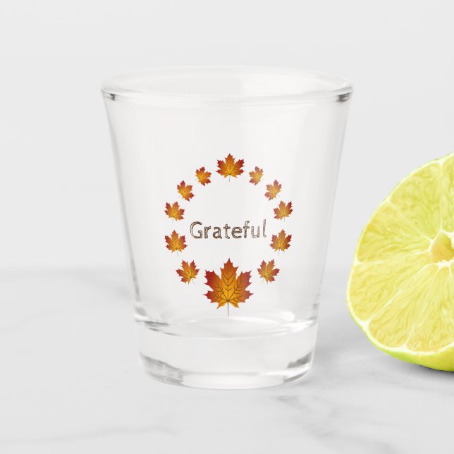 Verre A Shot Thanksgiving Wreath Grateful Simple Feuilles d'éra (Devant)