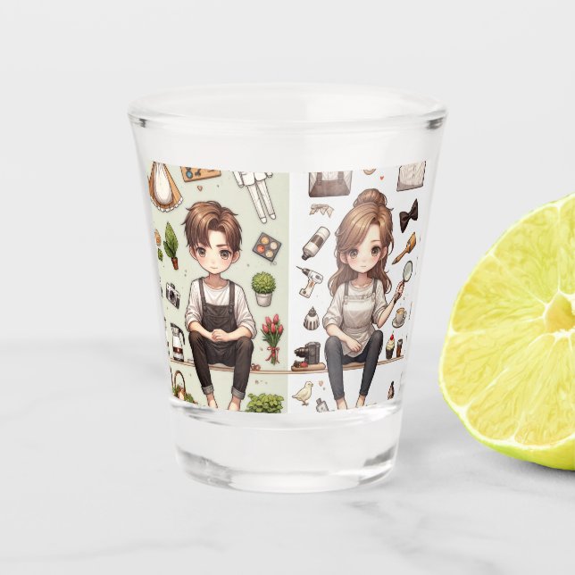 Verre A Shot The man, the woman ver. 1 shot glass (Devant)