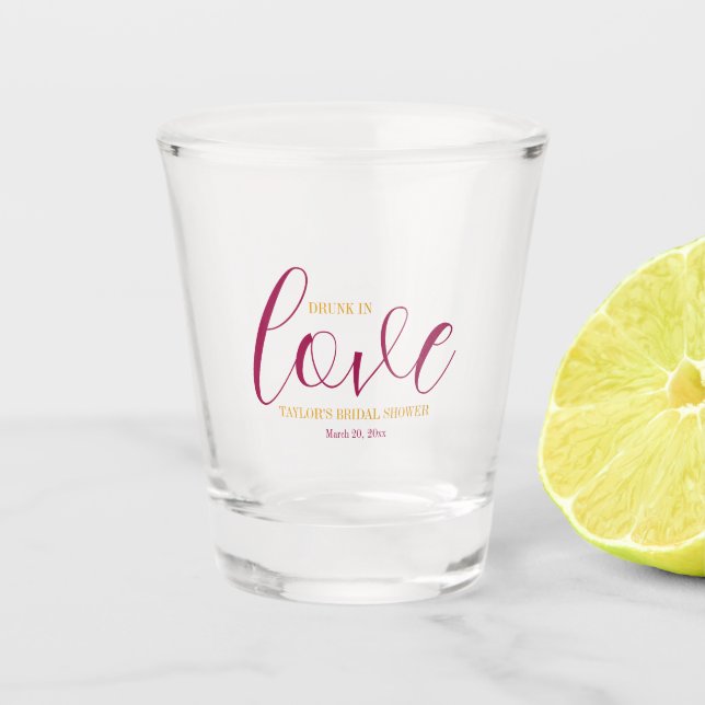 Verre A Shot Thème floral rose pour la douche de la mariée (Devant)