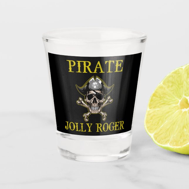 Verre A Shot Thème pirate Fête JOLLY ROGER adulte OR (Devant)