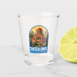 Verre A Shot Thessalonique Grèce Agios Pavlos Travel Art Retro