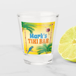 Verre A Shot Tiki Bar avec perroquets et boissons et nom person