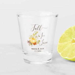 Verre A Shot Tomber amoureux  Aquarelle Citrouille pour le mari