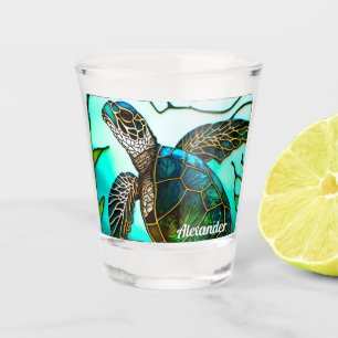 Verre A Shot Tortue côtière Tropical Turquoise Bleu Vert