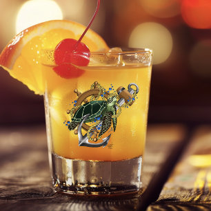 Verre A Shot Tortue de mer bleu vert