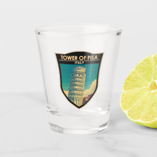 Verre A Shot Tour de Pise Italie Voyage Art Vintage