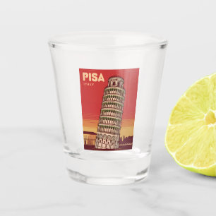 Verre A Shot Tour Vintage voyage penchée de Pise Retro Pittores