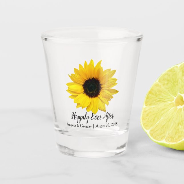 Verre A Shot Tournesol Jaune Heureux Jamais Après Mariage