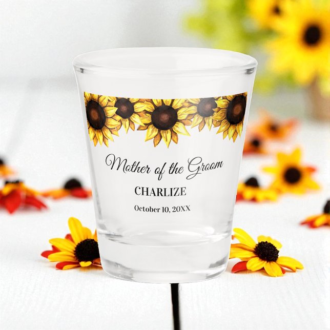 Verre A Shot Tournesol mère mariage jaune blanc (Créateur téléchargé)