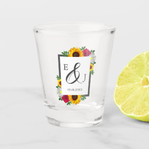 Verre A Shot Tournesol Rose Daisy Floral Mariage d'Automne