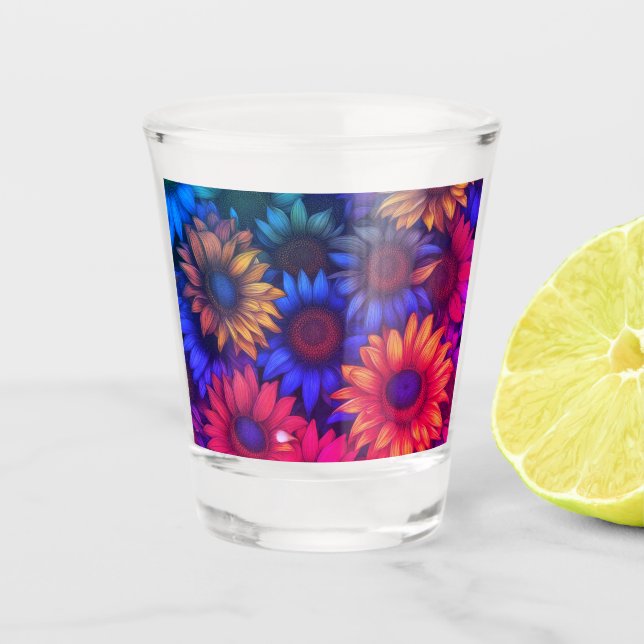 Verre A Shot Tournesols colorés Abstraits #338 - (Devant)
