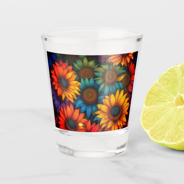 Verre A Shot Tournesols colorés Abstraits #339 - (Devant)