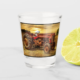 Verre A Shot Tracteur Vintage Red Farm