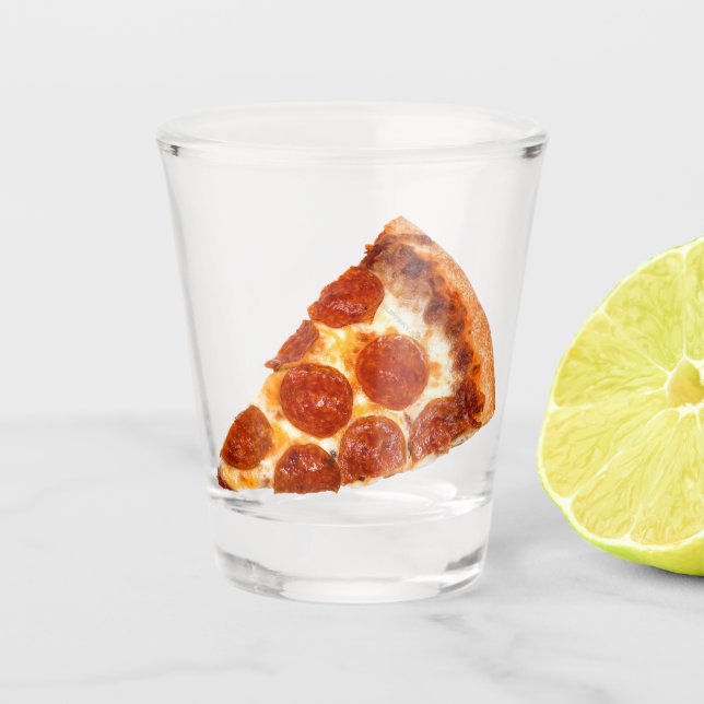 Verre A Shot Tranche de pizza pepperoni classique de SlipperyJo (Devant)