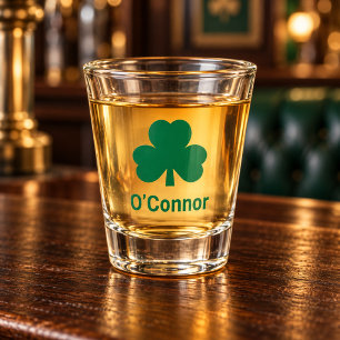 Verre A Shot Trèfle vert irlandais Nom de famille personnalisé
