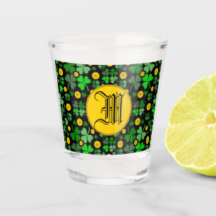 Verre A Shot Trèfles et pièces d'or sur fond noir à personnalis