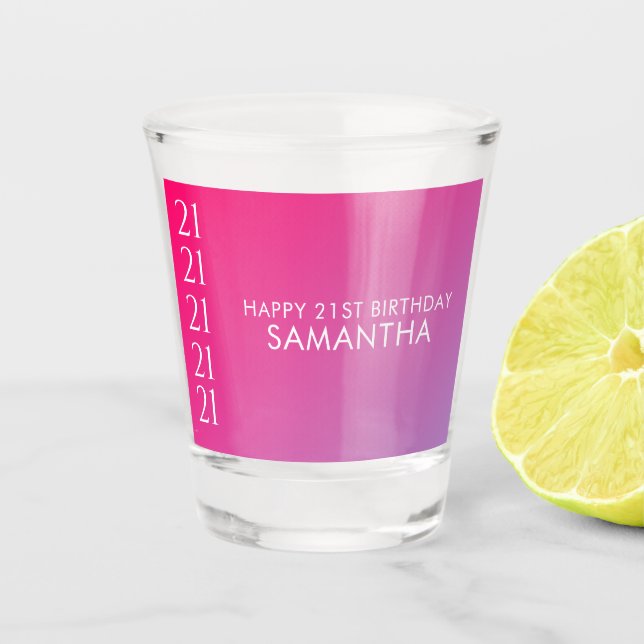 Verre A Shot Trendy Modern Bold Pink Gradient 21st Birthday (Devant)
