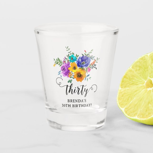 Verre A Shot Trente' Bright & Bold Floral 30e anniversaire (Devant)