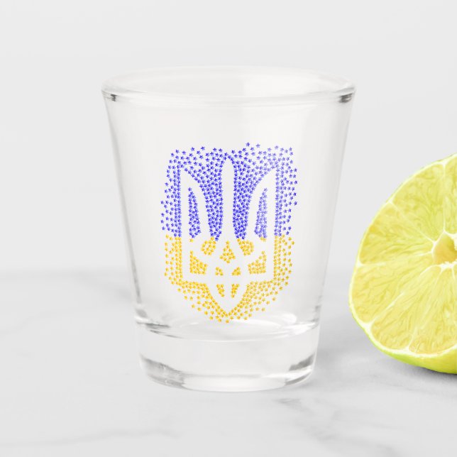 Verre A Shot Trident heraldique ukrainien tryzub étoiles disper (Devant)