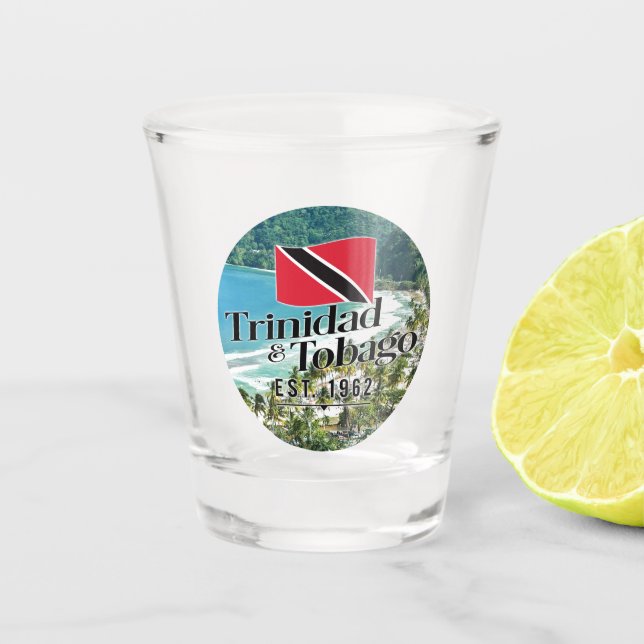Verre A Shot "Trinidad & Tobago Est. Plage Drapeau De 1962" (Devant)