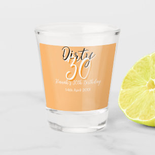 Verre A Shot Triste trente orange blanc simple rétro annonce d'