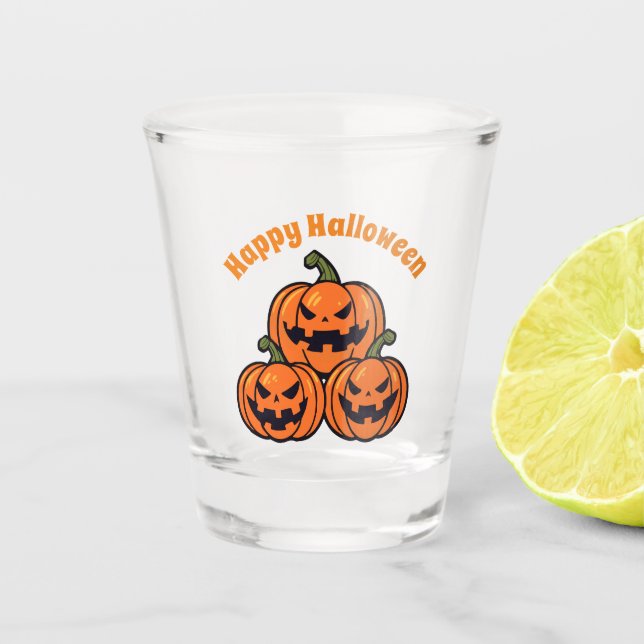 Verre A Shot Trois citrouilles de Jack o'lantern (Devant)