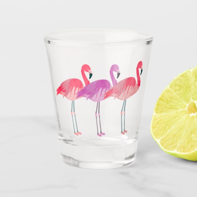 Verre A Shot Trois Flamants roses (Devant)