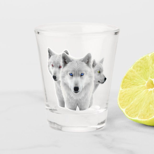 Verre A Shot Trois Loups blancs (Devant)