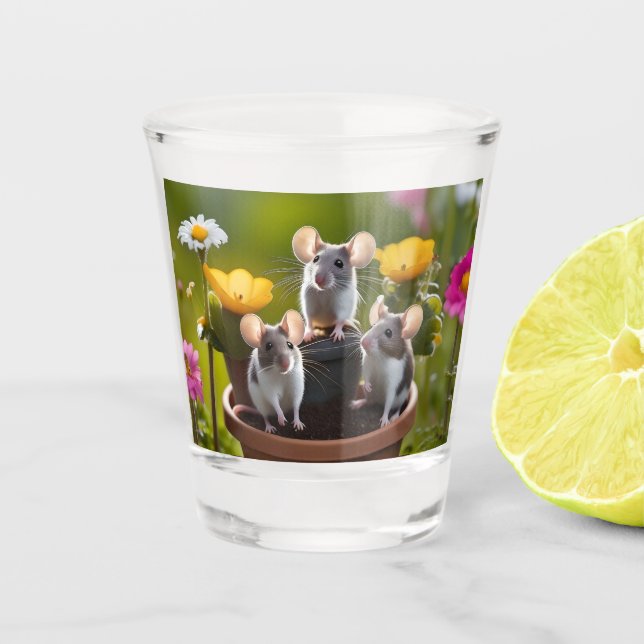 Verre A Shot Trois Mètres Dans Des Pots À Fleurs, (Devant)