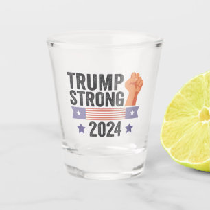 Verre A Shot Trump Strong 2024 Élection du drapeau patriotique
