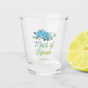 Verre A Shot Tunique Mariage Rustique Roses Bleues Demoiselle d