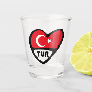 Verre A Shot Turquie Code Pays Drapeau Coeur, TUR